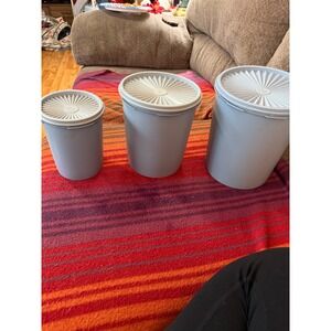 Vintage Tupperware Modular‎ Mates Set Blue Canisters Storage Containers